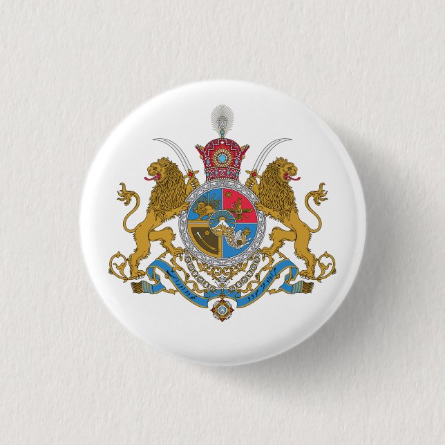 Imperial Coat of Arms of Iran (1925-1979) 3 Cm Round Badge (Front)