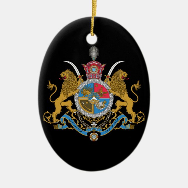 Imperial Coat of Arms of Iran (1925-1979) Ceramic Ornament (Front)