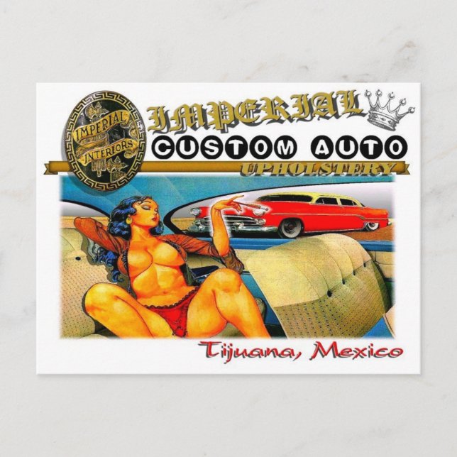 imperial custom auto upholstery postcard (Front)