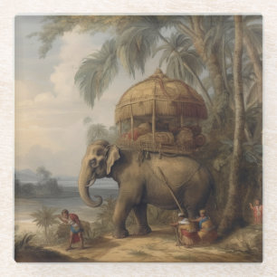 Imperial Elephant & Royal Howdah Vintage Glass Coaster
