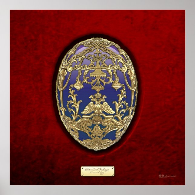 Imperial Faberge Eggs - Tsarevich Egg on Red Velve Poster (Front)