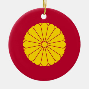 Imperial flag Japan symbol emperor flower yellow c Ceramic Ornament