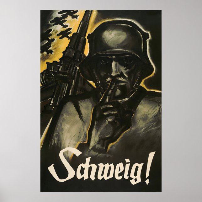 Imperial German Propaganda WWI Poster Silence! (Front)