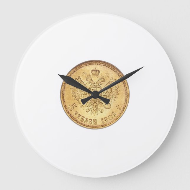 Imperial Gold Coin 1909 Round Wall Clock (Front)