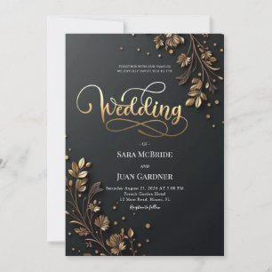 Imperial Gold & Obsidian Wedding Invitation