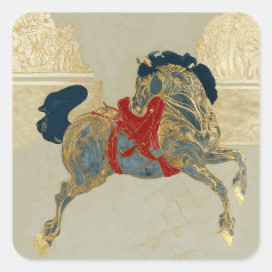 Imperial Golden Horse Square Sticker