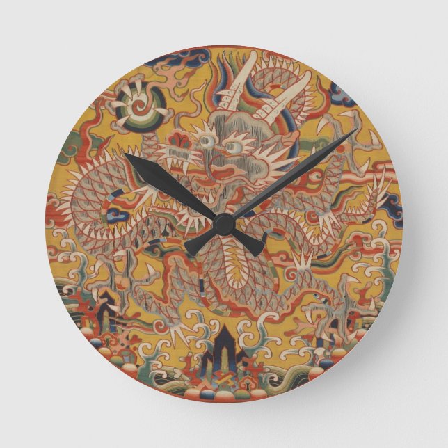 Imperial Ming Asian Chinese Dragon Art Round Clock (Front)