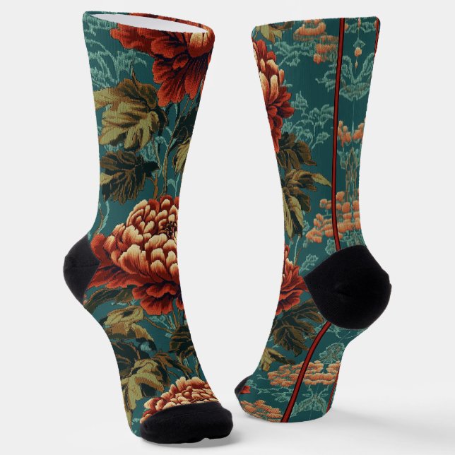 Imperial Peony Tapestry Socks (Angled)