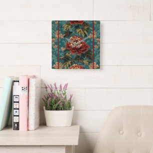 Imperial Peony Tapestry Square Wall Clock