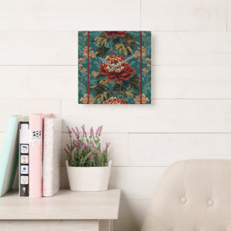 Imperial Peony Tapestry Square Wall Clock