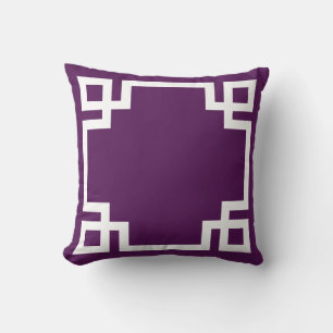 Imperial Purple White Greek Key Cushion