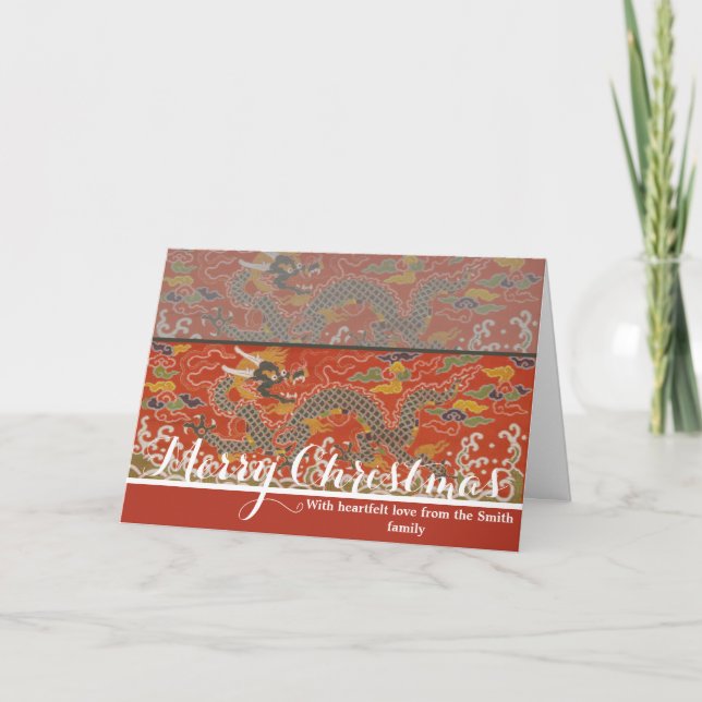 Imperial Red & Black Dragon Silk Pattern Card (Front)