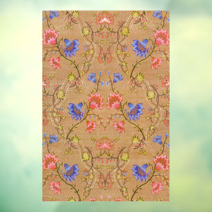 Imperial Red & Gold Interlocking Floral Silk Art