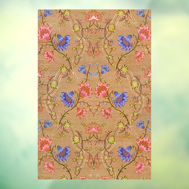 Imperial Red & Gold Interlocking Floral Silk Art (Sheet 3)