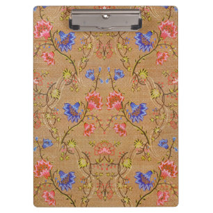 Imperial Red & Gold Interlocking Floral Silk Art Clipboard