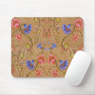 Imperial Red & Gold Interlocking Floral Silk Art Mouse Pad