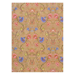 Imperial Red & Gold Interlocking Floral Silk Art Tablecloth