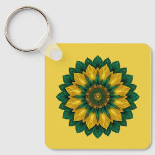 Imperial Solar Flower Mandala Luxury Keychain