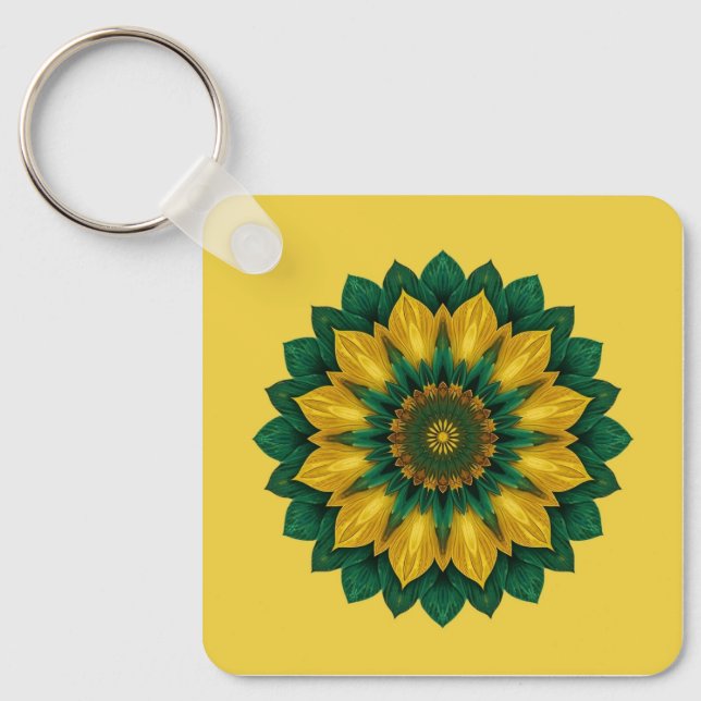 Imperial Solar Flower Mandala Luxury Keychain (Front)