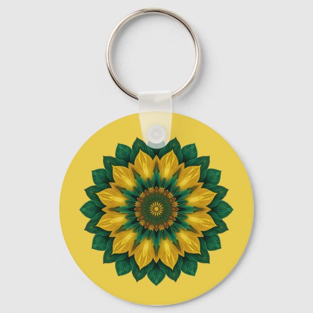 Imperial Solar Flower Mandala Luxury Keychain (Front)