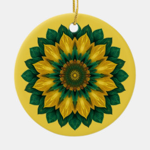 Imperial Solar Flower Mandala Luxury Keychain Ceramic Ornament