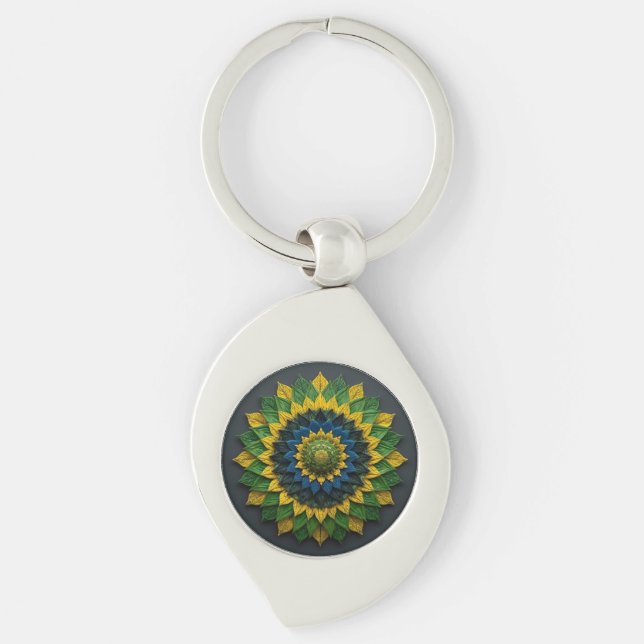 Imperial Solar Leaf Mandala Luxury Keychain - Emer (Front)
