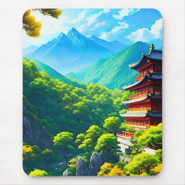 Imperial Tranquillity: Nature's Embrace Mouse Pad (Front)