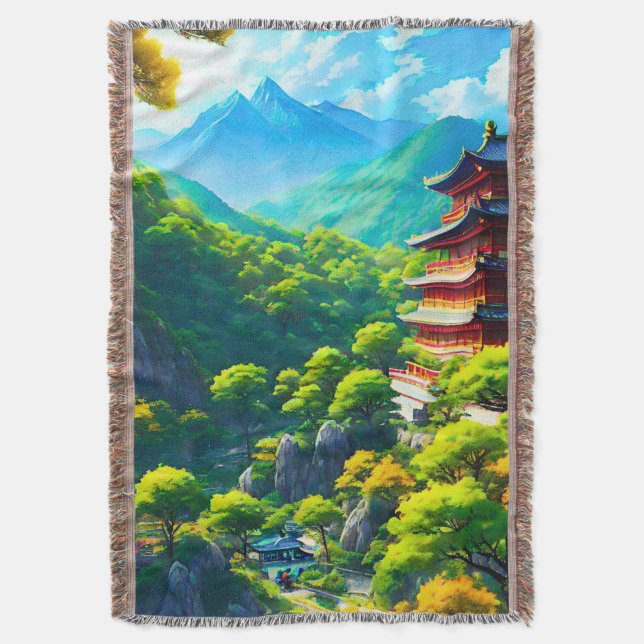 Imperial Tranquillity: Nature's Embrace Throw Blanket (Front Vertical)
