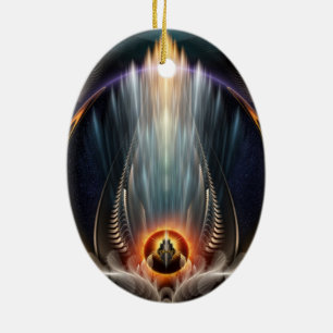 Imperial View Fractal Art Oval Ornament