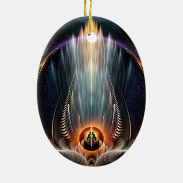 Imperial View Fractal Art Oval Ornament (Back)
