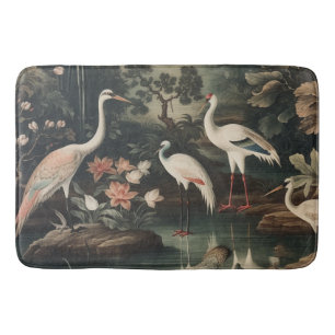 Imperial White Crane & Golden Palace Vintage Bath Mat