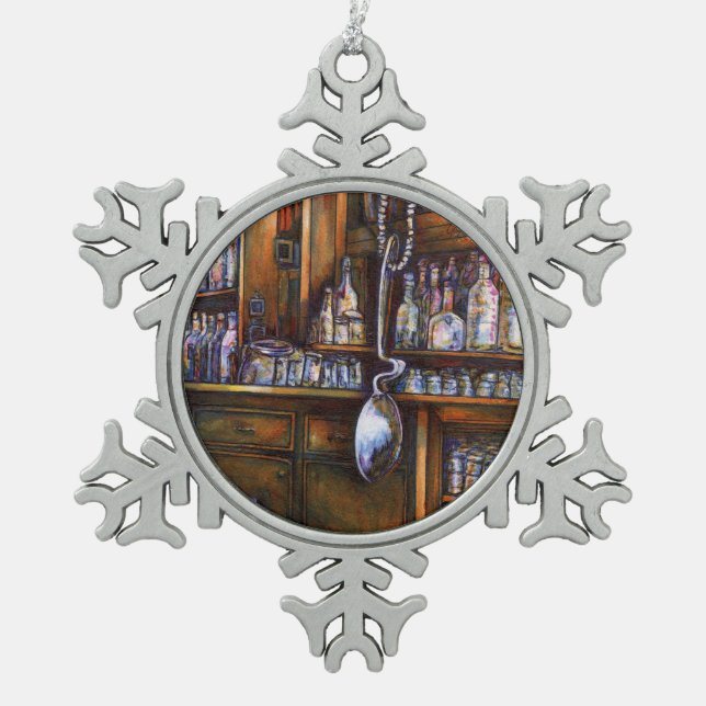 Implicitly Understood Snowflake Pewter Christmas Ornament (Front)