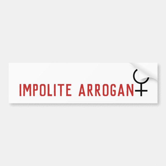 Impolite Arrogant Woman Female Symbol 2 Line Bumper Sticker (Front)