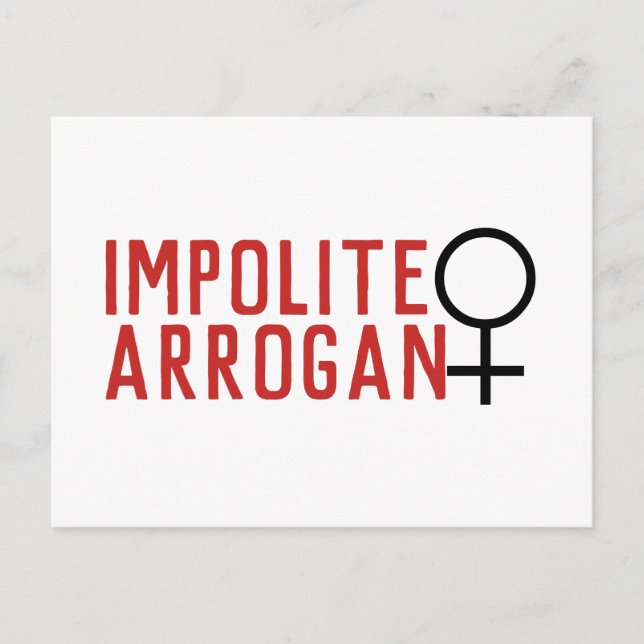 Impolite Arrogant Woman Female Symbol 2 Line Postcard (Front)