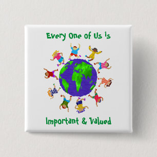 Important and Valued Children 15 Cm Square Badge