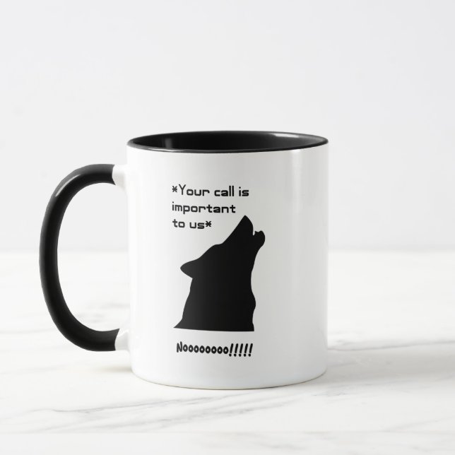 Important Call Funny Wolf Customer Service Cartoon Mug (Left)