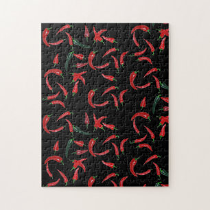 Imposable puzzel Red   Black Chili Pepper Pattern Jigsaw Puzzle
