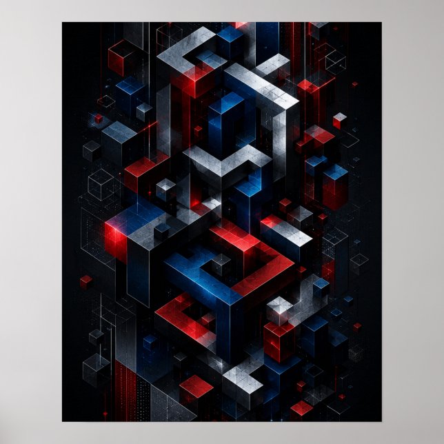 Impossible Geometric 3D Abstract Structure Poster (Front)