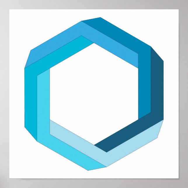 Impossible geometry: Blue hexagon. Poster (Front)