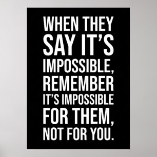 Impossible - Gym, Hustle, Success, Motivational Poster
