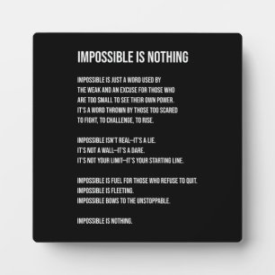 Impossible Is Nothing, Gym, Hustle, Success, Grind Plaque