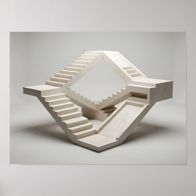 Impossible Stair Loop Architectural Geometric Wall Poster (Front)