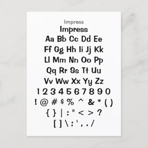 Impress - Zazzle Font Sampler Sheet Postcard