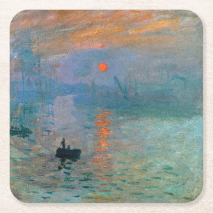Impression Sunrise by Claude Monet Square Paper Coaster
