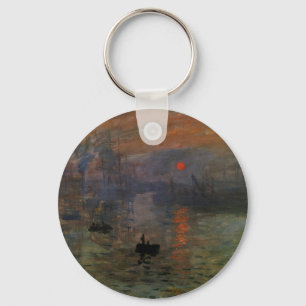 Impression Sunrise by Claude Monet, Vintage Art Key Ring
