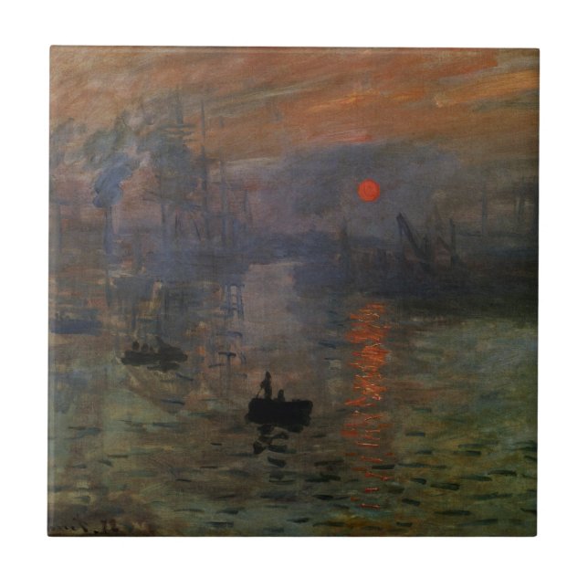 Impression Sunrise by Claude Monet, Vintage Art Tile (Front)