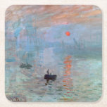 Impression, Sunrise, Claude Monet, 1872 Square Paper Coaster<br><div class="desc">Oscar-Claude Monet (14 November 1840 – 5 December 1926) was a French painter, a founder of French Impressionist painting and the most consistent and prolific practitioner of the movement's philosophy of expressing one's perceptions before nature, especially as applied to plein air landscape painting. The term ""Impressionism"" is derived from the...</div>