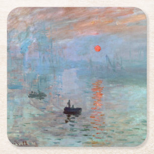 Impression, Sunrise, Claude Monet, 1872 Square Paper Coaster