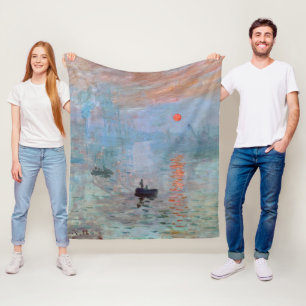 Impression, Sunrise, Claude Monet Fleece Blanket
