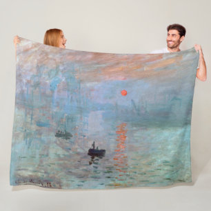 Impression, Sunrise, Claude Monet Fleece Blanket